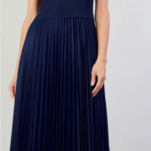 Elegant Navy Blue Pleated Dress